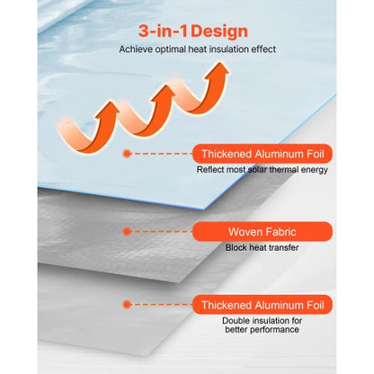 Dubbelreflekterande isoleringsrulle, perforerad vävd strålningsbarriär, 0,15 mm 76,2 m x 1,22 m, dubbelsidig aluminiumfolie värmereflekterande sköld, värmeisoleringsrulle för fönster husbilstak |  EU
