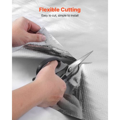 Dubbelreflekterande isoleringsrulle, perforerad vävd strålningsbarriär, 0,15 mm 76,2 m x 1,22 m, dubbelsidig aluminiumfolie värmereflekterande sköld, värmeisoleringsrulle för fönster husbilstak |  EU