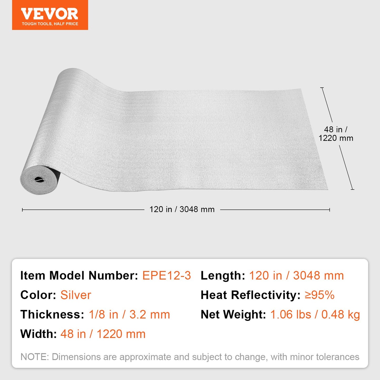 Double Reflective Insulation Roll Foam Core Radiant Barrier 48 inch x 10 feet