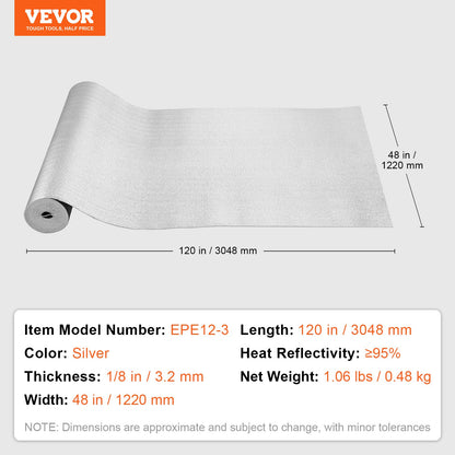 Double Reflective Insulation Roll Foam Core Radiant Barrier 48 inch x 10 feet