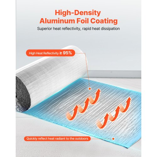Reflekterande Isoleringsrulle, Dubbelskiktad Luftbubblor Strålningsbarriär, 6mm 30,48 mx 1,22 m, Aluminiumfolie Vit PE-Film Värmereflekterande Sköld, Värmeisoleringsrulle för Garageport Fönster Husbilstak |  EU