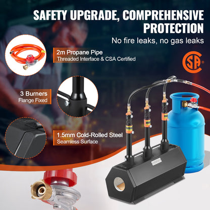 Portable Propane Forge 3 brännare hovslagare Forge 2600℉ Verktygskniv Metal Forge