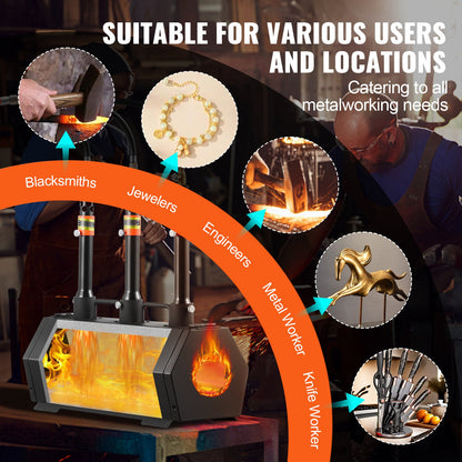 Portable Propane Forge 3 brännare hovslagare Forge 2600℉ Verktygskniv Metal Forge