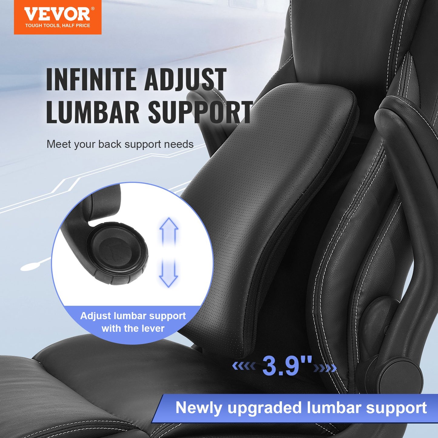 Executive Office Chair with Cutting-Edge Adjustable Lumbar Support, High Back PU Leather Office Chair Ergonomic for Back Pain, with Padded Flip-Up Arms