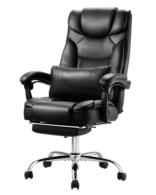 Executive Chair High Back Office Stol med Fotstöd Svankkudde Svart