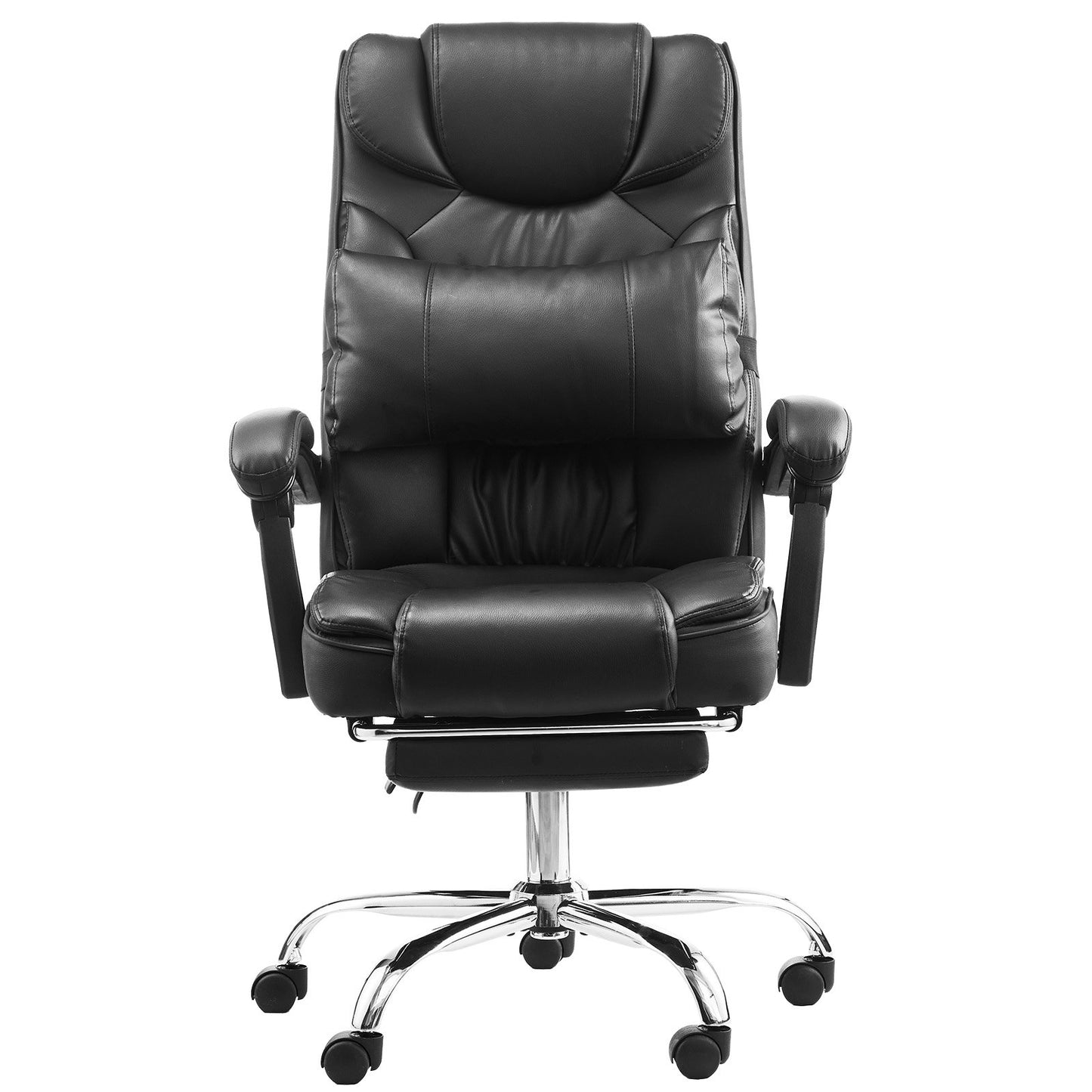 Executive Chair High Back Office Stol med Fotstöd Svankkudde Svart