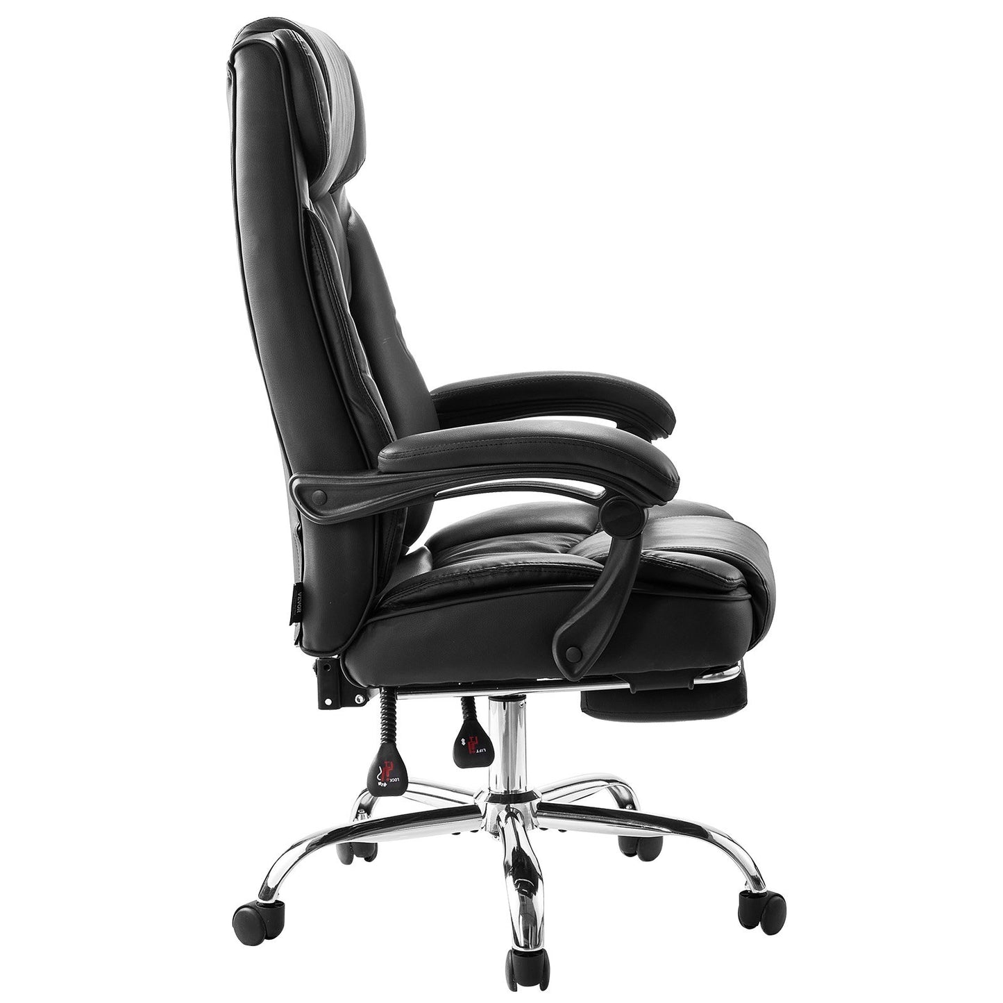 Executive Chair High Back Office Stol med Fotstöd Svankkudde Svart