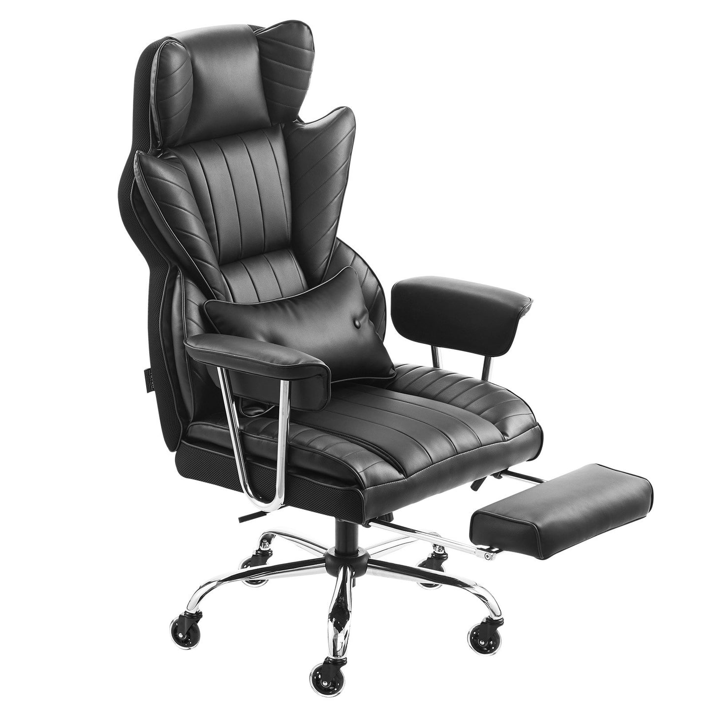 Executive Office Chair High Back Stol Fotstöd & avtagbara armstöd Svart