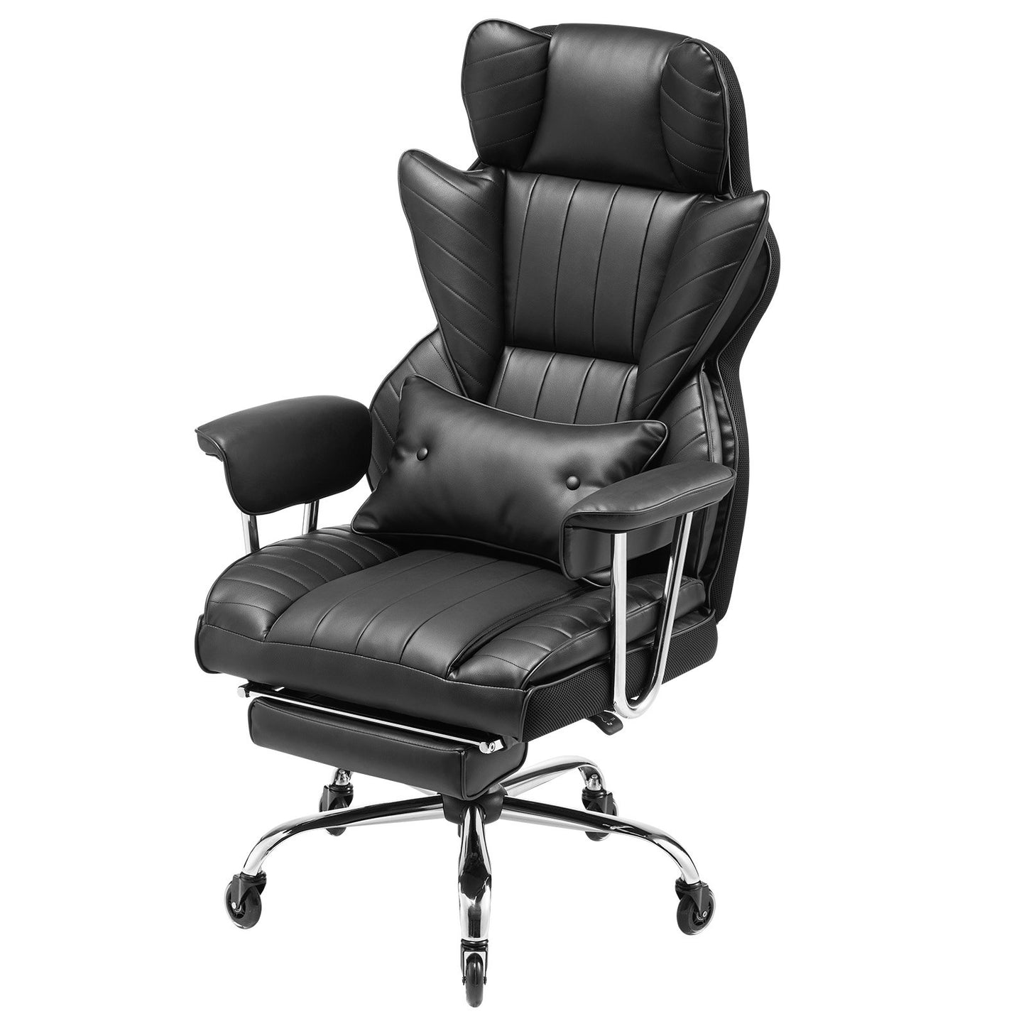 Executive Office Chair High Back Stol Fotstöd & avtagbara armstöd Svart