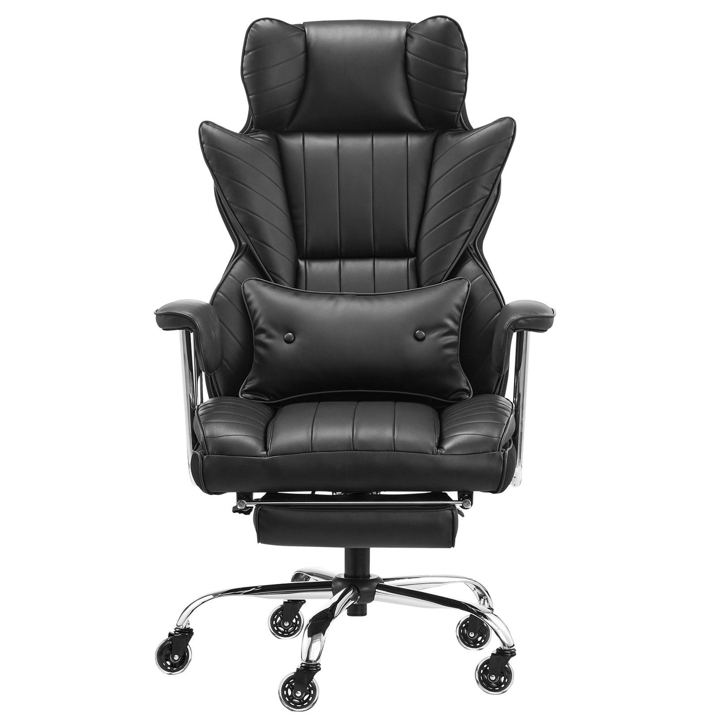 Executive Office Chair High Back Stol Fotstöd & avtagbara armstöd Svart