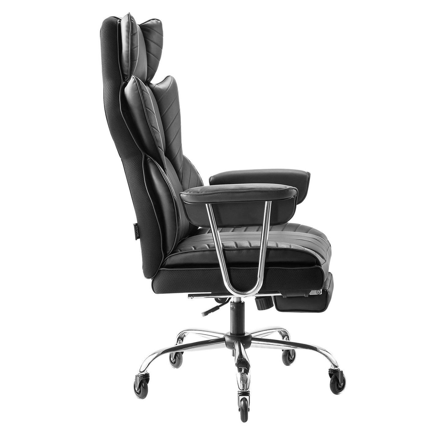 Executive Office Chair High Back Stol Fotstöd & avtagbara armstöd Svart