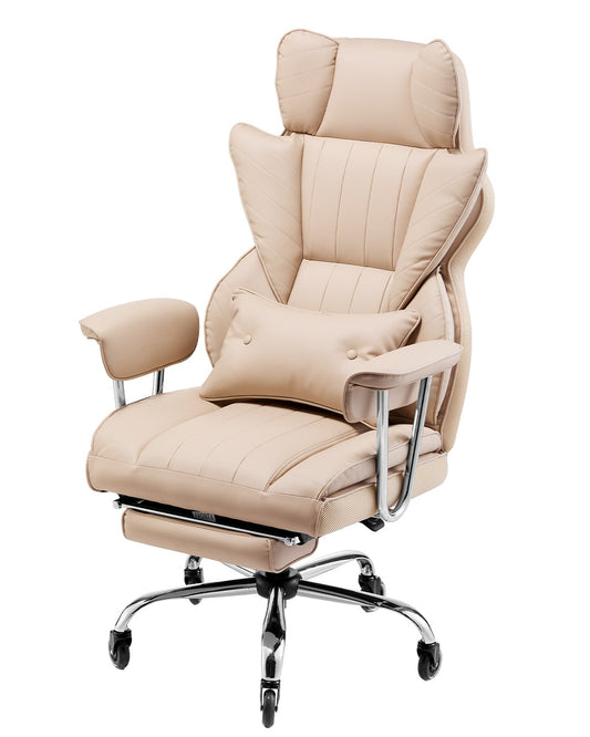 Executive Office Chair High Back Stol Fotstöd & avtagbara armstöd Brun