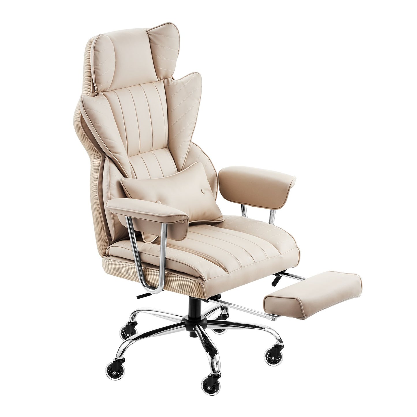 Executive Office Chair High Back Stol Fotstöd & avtagbara armstöd Brun