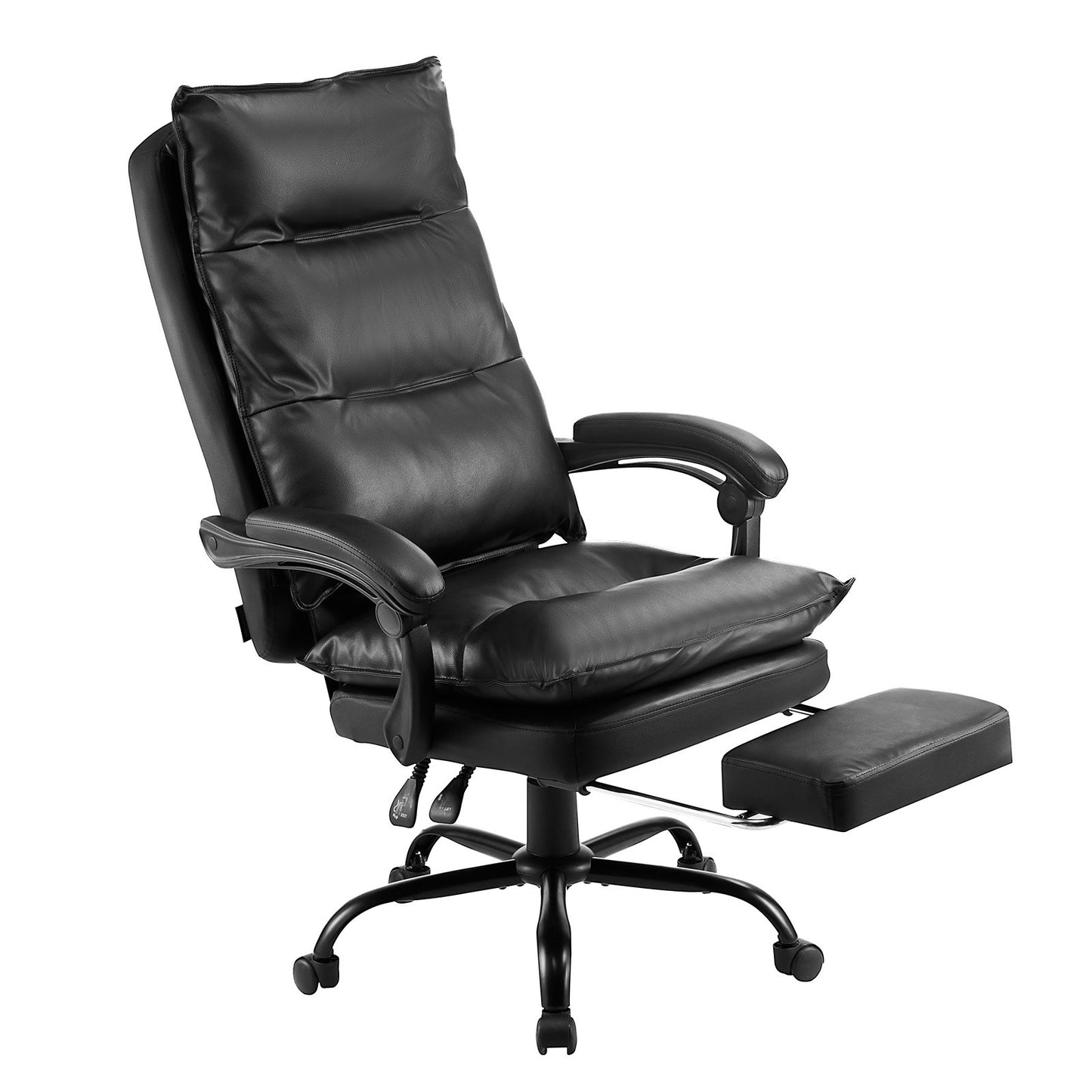 Executive Office Chair Hög rygg Stol med Fotstöd Svankkudde Svart