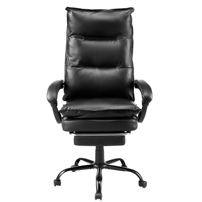 Executive Office Chair Hög rygg Stol med Fotstöd Svankkudde Svart