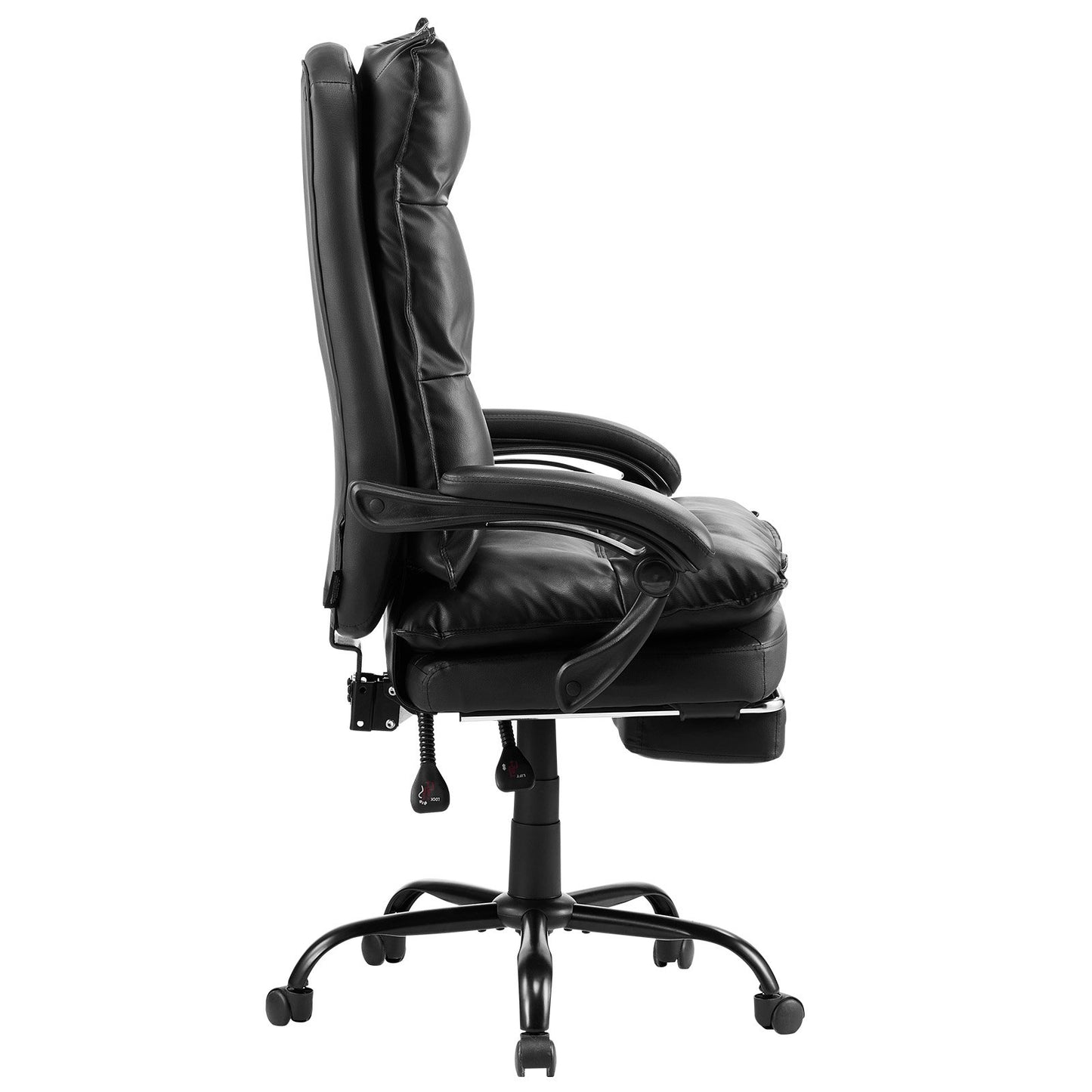 Executive Office Chair Hög rygg Stol med Fotstöd Svankkudde Svart