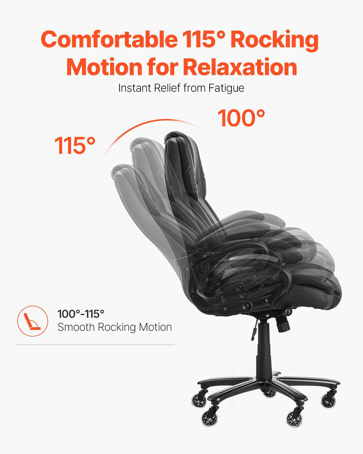 Executive Chair High Back Office Stol Knob-Control Svankstöd Svart