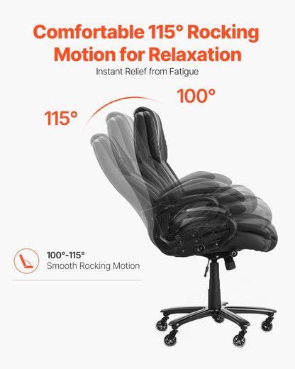 Executive Chair High Back Office Stol Knob-Control Svankstöd Svart