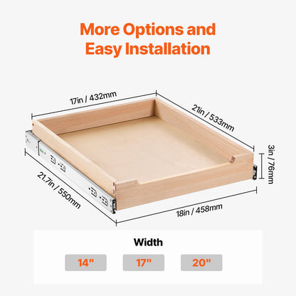Pull Out Cabinet Organizer Soft Close Slideout Shelf Wooden Drawer 17"Wx21"D