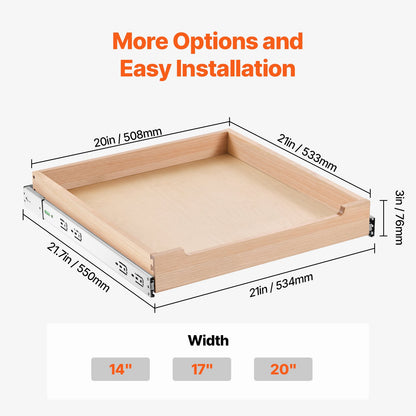 Pull Out Cabinet Organizer Soft Close Slideout Shelf Wooden Box 20"Wx21"D