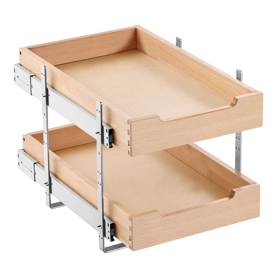2-Tier Pull-Out Cabinet Organizer Soft Close Pull-Out Wooden Drawer 14"W x 21"D
