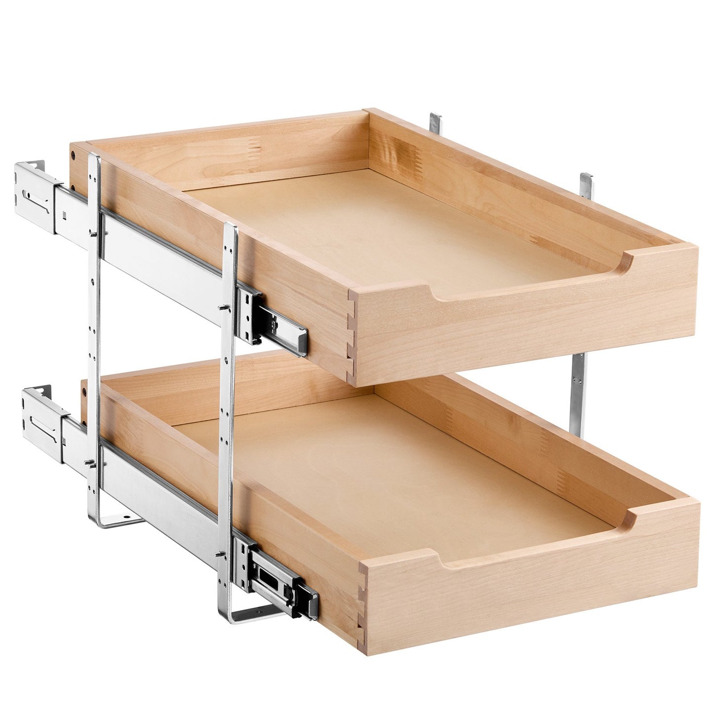 2-Tier Pull-Out Cabinet Organizer Soft Close Pull-Out Wooden Drawer 14"W x 21"D