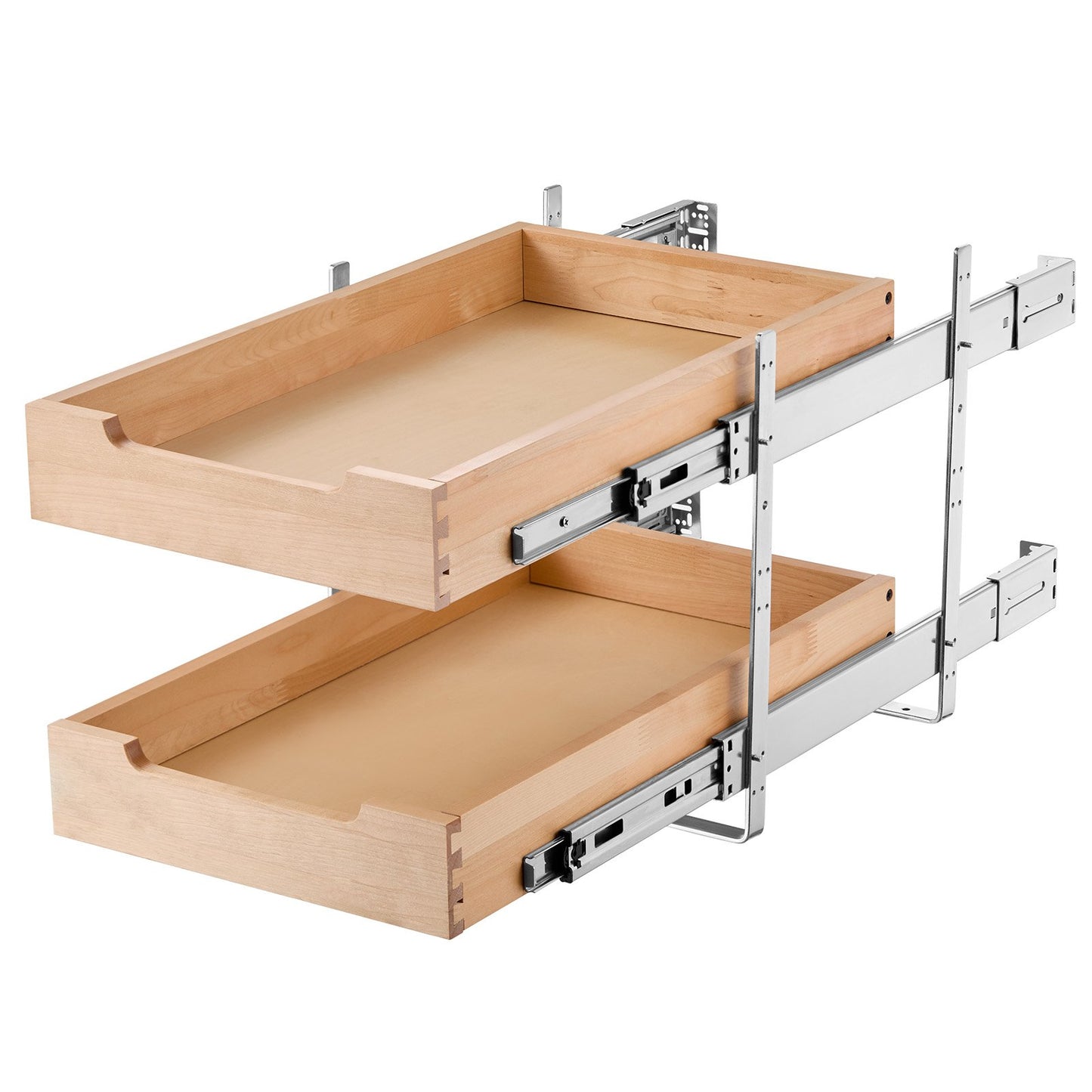 2-Tier Pull-Out Cabinet Organizer Soft Close Pull-Out Wooden Drawer 14"W x 21"D
