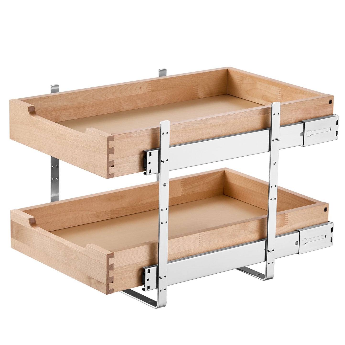 2-Tier Pull-Out Cabinet Organizer Soft Close Pull-Out Wooden Drawer 14"W x 21"D