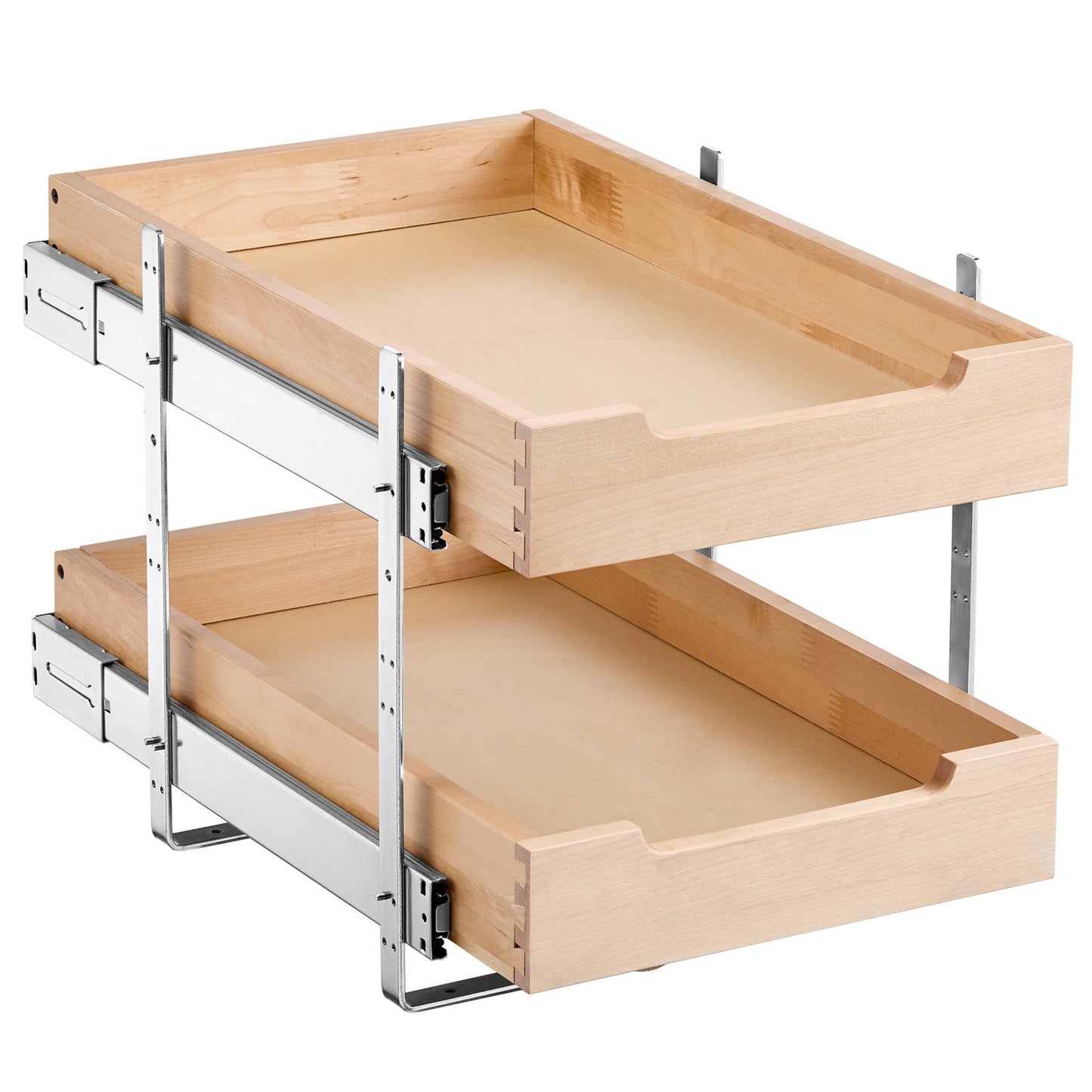 2-Tier Pull-Out Cabinet Organizer Soft Close Pull-Out Wooden Drawer 14"W x 21"D