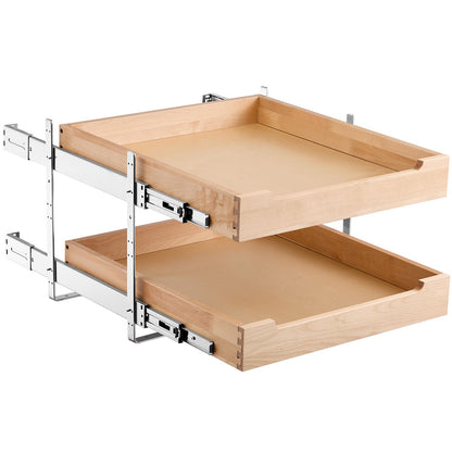 2-Tier Pull-Out Cabinet Organizer Soft Close Wooden Drawer 20"W x 21"D