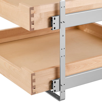 2-Tier Pull-Out Cabinet Organizer Soft Close Wooden Drawer 20"W x 21"D