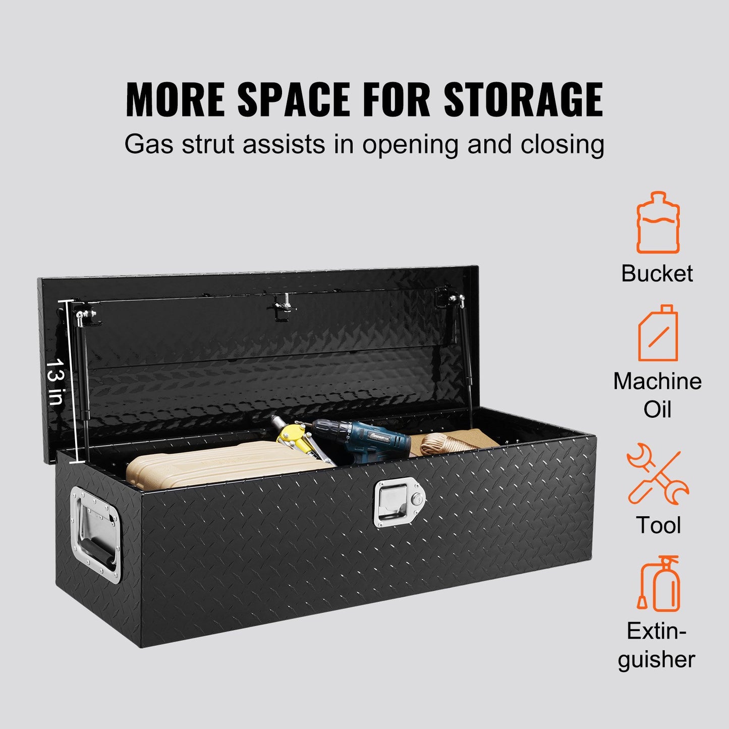 Heavy Duty Aluminum Truck Bed, Diamond Plate Tool Box with Side Handles and Locking Keys, Storage Tool Box, Storage Box for Pickup Truck, Truck Bed, RV, Trailer, 39"x13"x10", Black