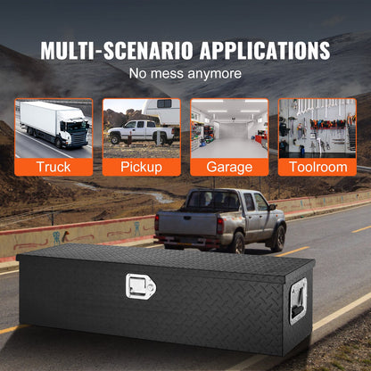 Heavy Duty Aluminum Truck Bed, Diamond Plate Tool Box with Side Handles and Locking Keys, Storage Tool Box, Storage Box for Pickup Truck, Truck Bed, RV, Trailer, 39"x13"x10", Black
