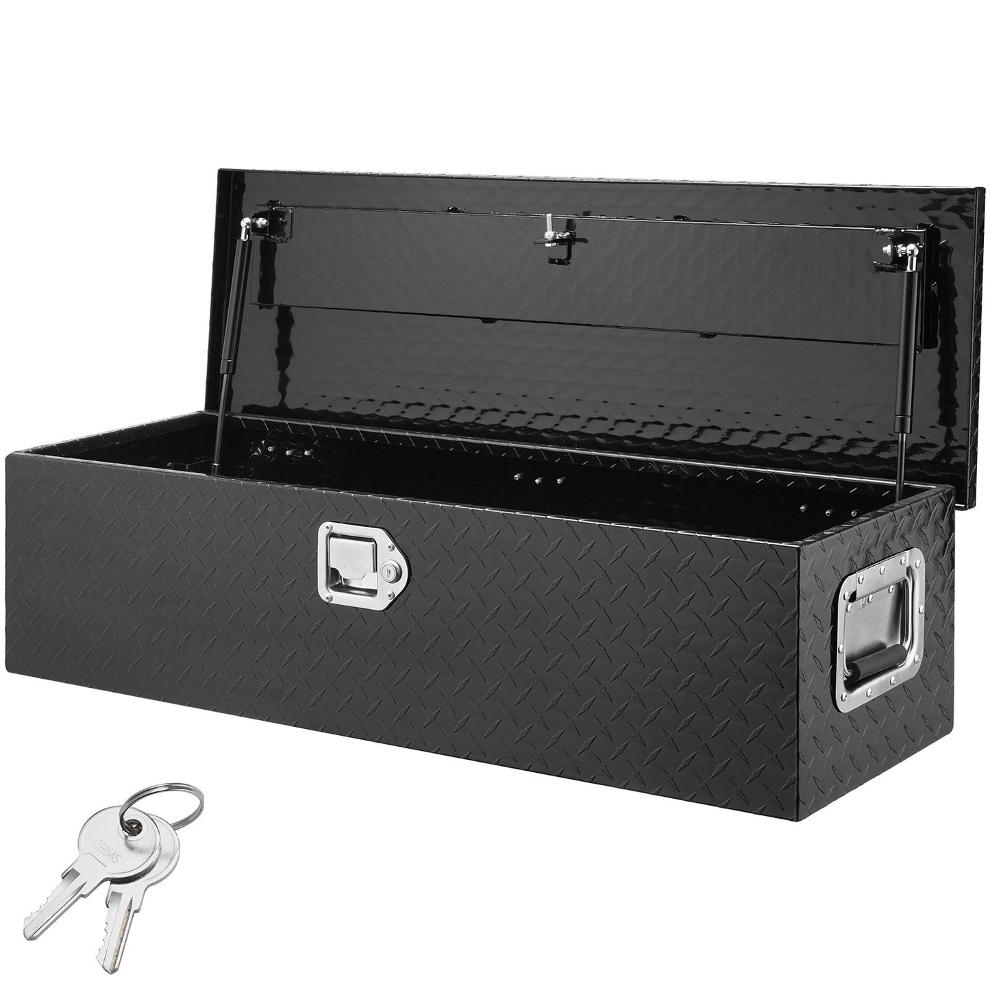 Heavy Duty Aluminum Truck Bed, Diamond Plate Tool Box with Side Handles and Locking Keys, Storage Tool Box, Storage Box for Pickup Truck, Truck Bed, RV, Trailer, 39"x13"x10", Black