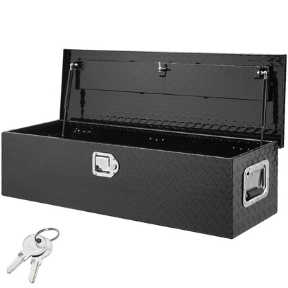 Heavy Duty Aluminum Truck Bed, Diamond Plate Tool Box with Side Handles and Locking Keys, Storage Tool Box, Storage Box for Pickup Truck, Truck Bed, RV, Trailer, 39"x13"x10", Black
