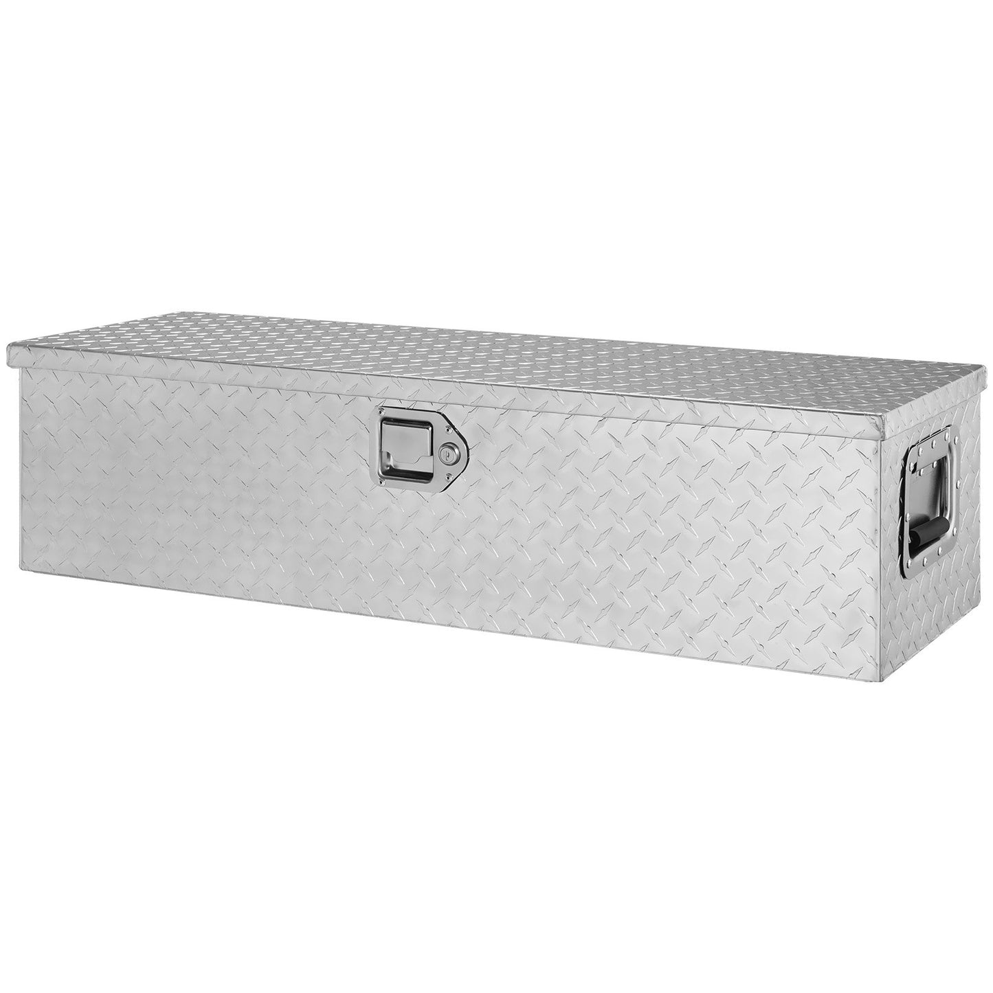 Heavy Duty lastbilsbädd i aluminium, verktygslåda med diamantplåt med sidohandtag och låsnycklar, förvaringsverktygslåda, låda för pickup, lastbilsbädd, husbil, släp, 39"x13"x10", silver