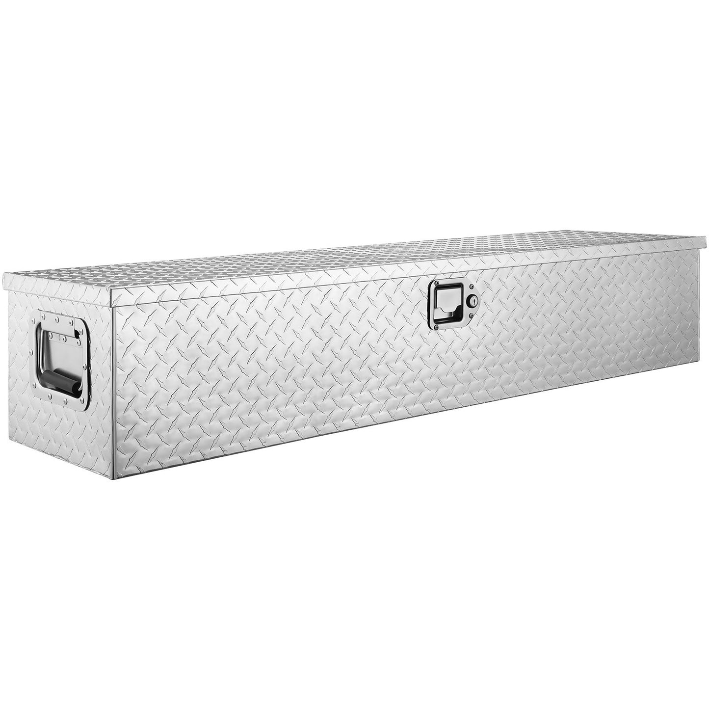 Heavy Duty lastbilsbädd i aluminium, verktygslåda med diamantplåt med sidohandtag och låsnycklar, förvaringsverktygslåda, förvaringsbox för pickup, lastbilsbädd, husbil, släp, 48"x15"x15", silver