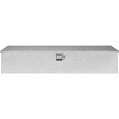 Heavy Duty lastbilsbädd i aluminium, verktygslåda med diamantplåt med sidohandtag och låsnycklar, förvaringsverktygslåda, förvaringsbox för pickup, lastbilsbädd, husbil, släp, 48"x15"x15", silver