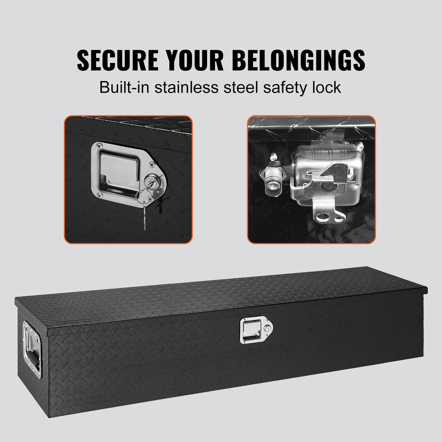 48"x15"x15" Heavy Duty Aluminium Bar Slitbana Verktygslåda för Pick Up Truck Bed