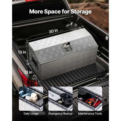 Verktygslåda i kraftigt aluminiumflak för pickup/husbil, silverfärgad