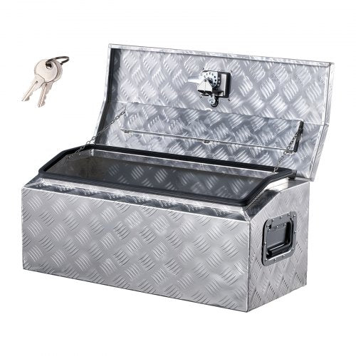 Verktygslåda i kraftigt aluminiumflak för pickup/husbil, silverfärgad
