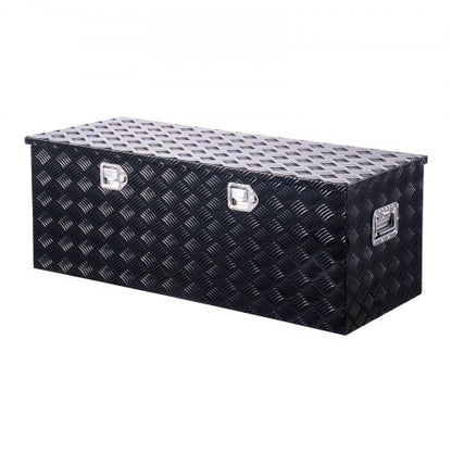 112 cm x 43 cm x 43 cm kraftig verktygslåda i aluminium för lastbilsflak, svart