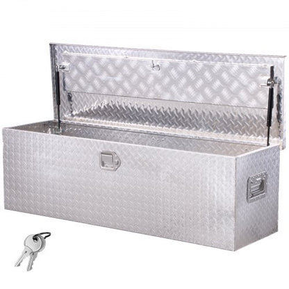 112 cm x 33 cm x 33 cm Robust verktygslåda i aluminium för lastbilsflak, pickup/husbil, silverfärgad