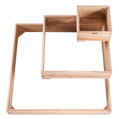 Raised Garden Bed, 3.7 x 3.7 x 1.7 ft Wooden Planter Boxes, Outdoor Planter Boxes with Open Base, for Growing Flowers/Vegetables/Herbs in Backyard/Garden/Patio/Balcony, Burlywood