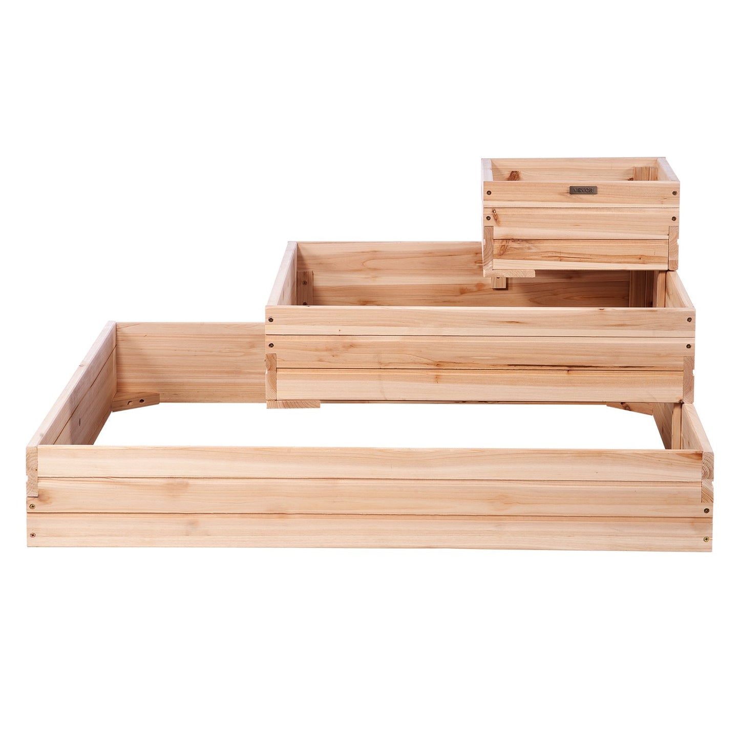 Raised Garden Bed, 3.7 x 3.7 x 1.7 ft Wooden Planter Boxes, Outdoor Planter Boxes with Open Base, for Growing Flowers/Vegetables/Herbs in Backyard/Garden/Patio/Balcony, Burlywood