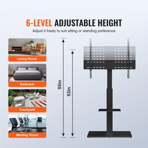 TV Stand Mount Swivel Universal TV Stand for 32-85 Inch TVs Adjustable Height