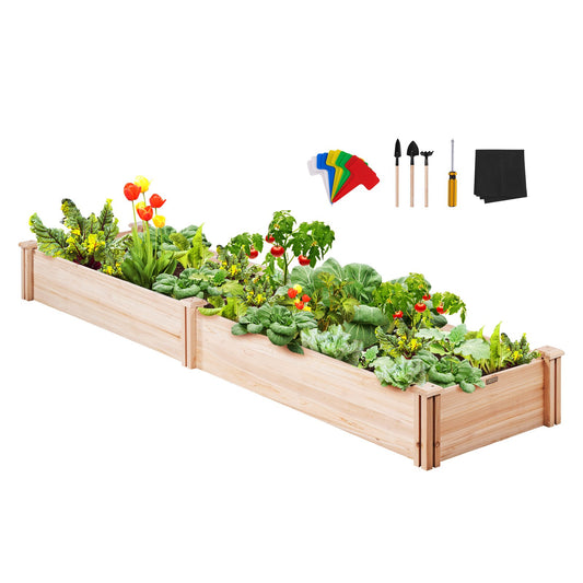 Upphöjd trädgårdssäng, 7,9 x 2 x 0,8 fot planteringslådor i trä, planteringslådor utomhus med öppen bas, för odling av blommor/grönsaker/örter på bakgård/trädgård/uteplats/balkong, Burlywood