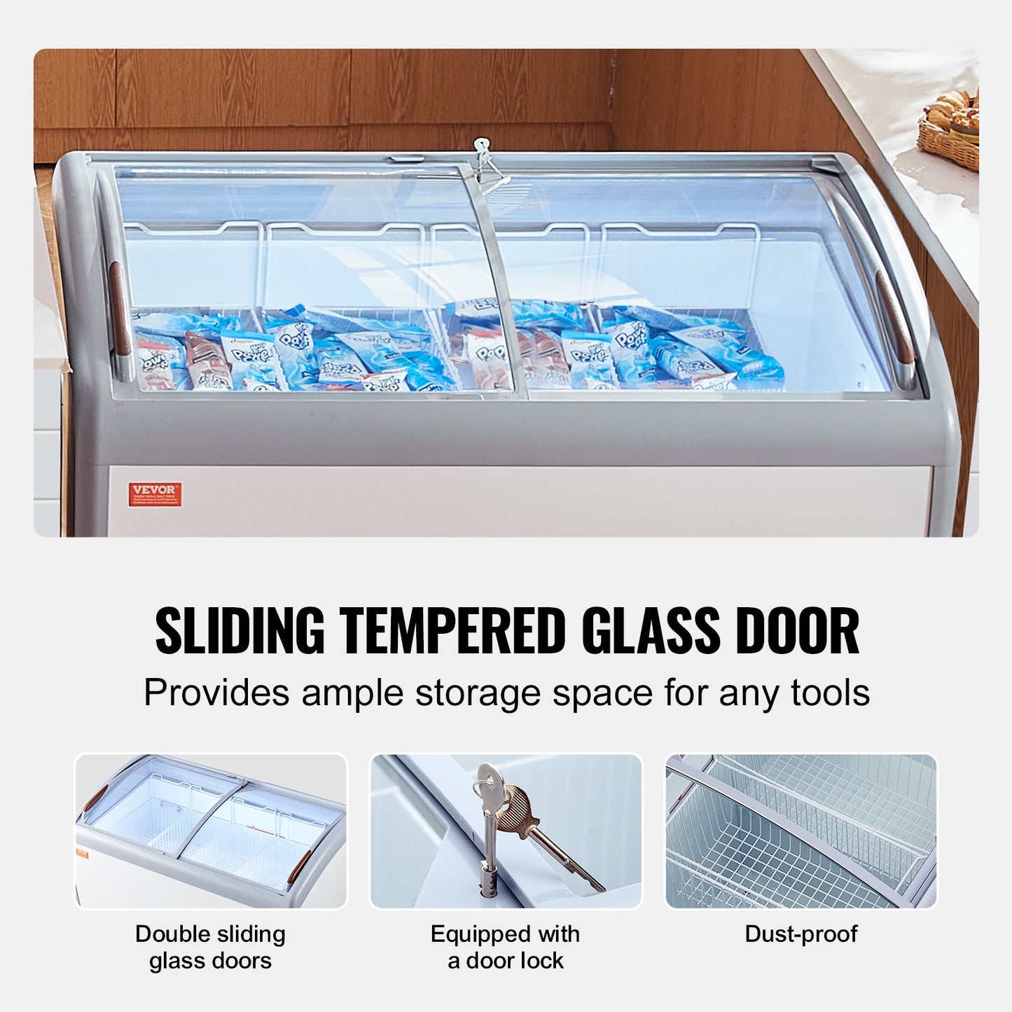 362 L kommerzielle Glasvitrine für Eiscreme-Gefrierschrank
