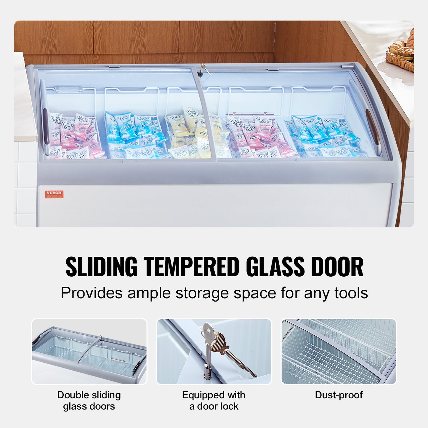 460 L kommerzielle Glasvitrine für Eiscreme-Gefrierschrank