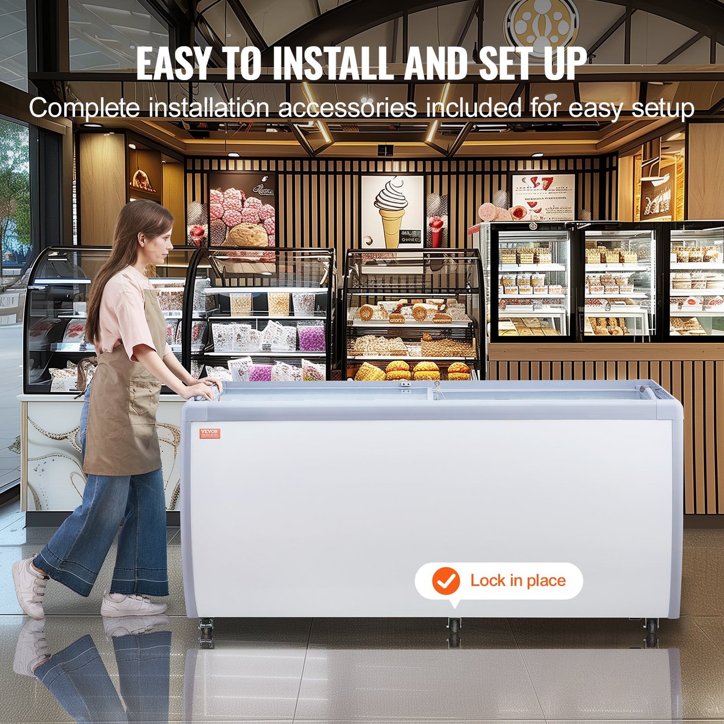 567 L Commercial Glass Display Case Gelato Doppfrysskåp